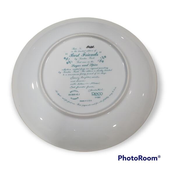 Reco BEST FRIENDS Premier Sugar and Spice Collector Plate by Sandra Kuck Decor - Picture 2 of 4
